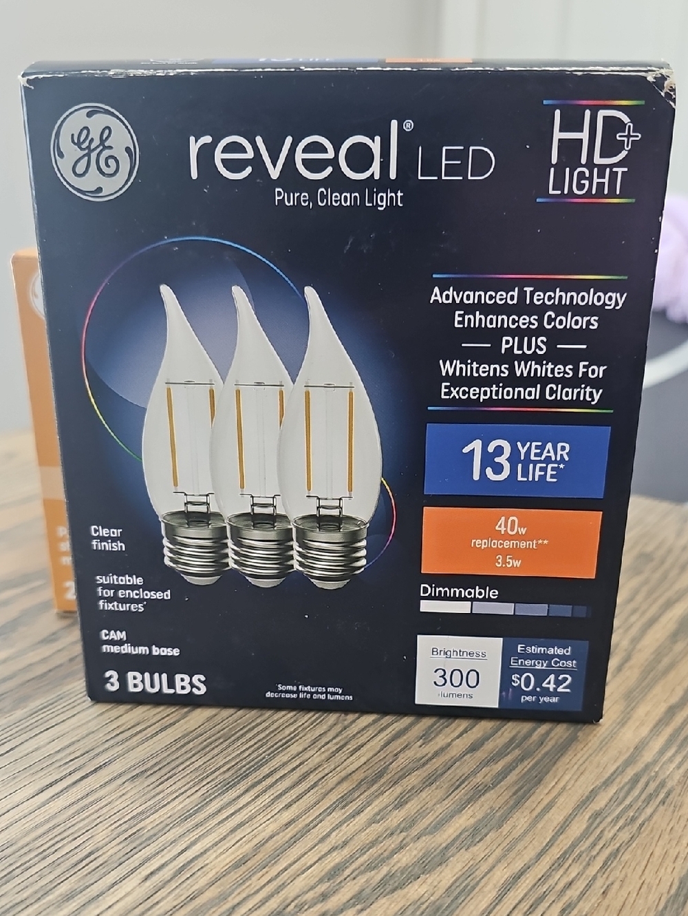 GE Reveal LED 3-Pack Clear Bulb (White)